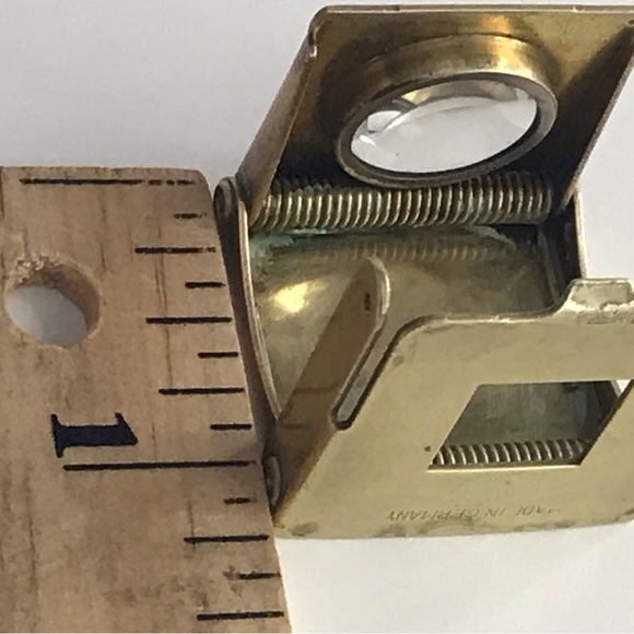 German Brass Folding Spring Loupe Stamp Jeweler Magnifying Glass w/Case - VTG - Picture 16 of 16